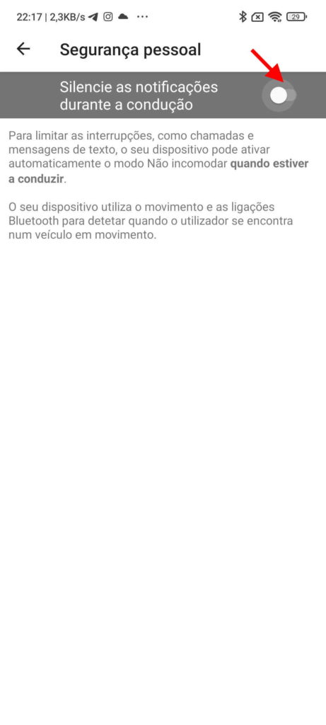 Android conduzir notificações segurança carros
