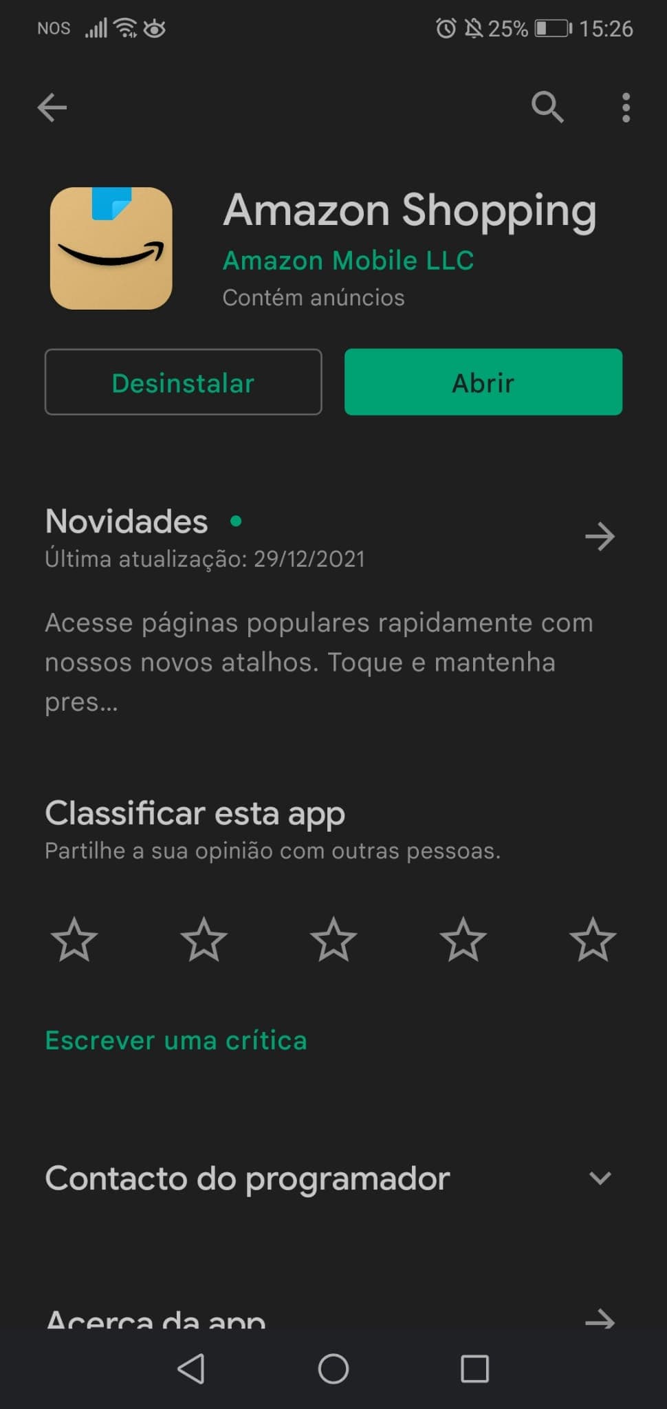 Aplicação Amazon Shopping