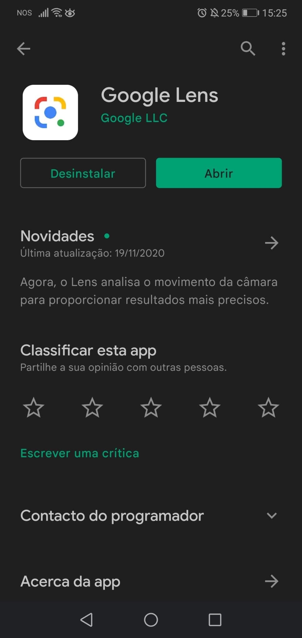 Aplicação Google Lens