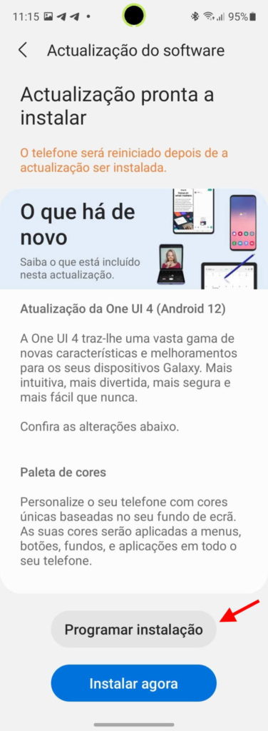 Android 12 One UI 4 Samsung atualização smartphones