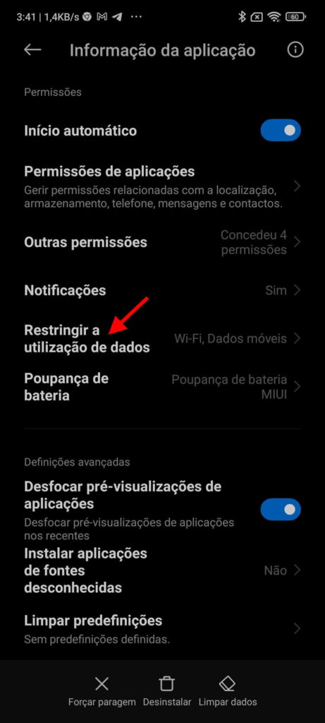 Internet app limitar Xiaomi Android