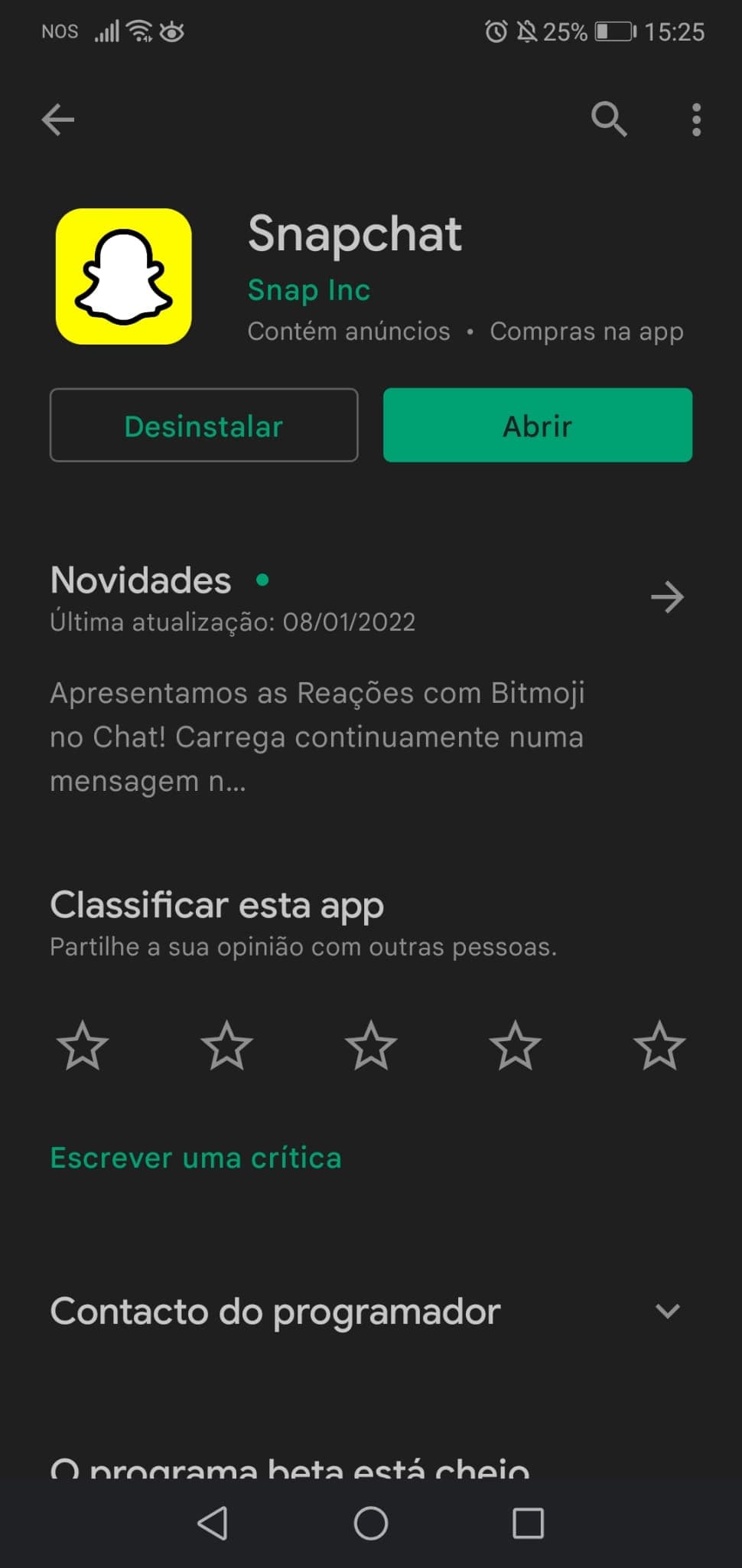 Aplicação Snapchat