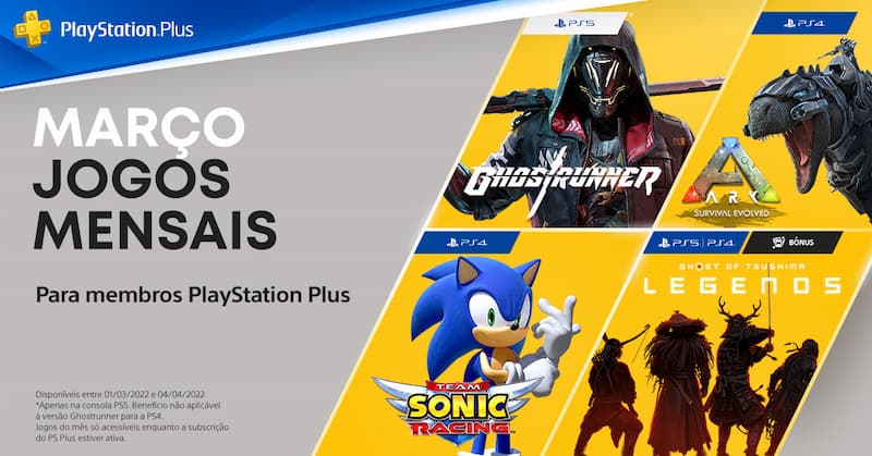 Jogos grátis no Playstation Plus para Março de 2022