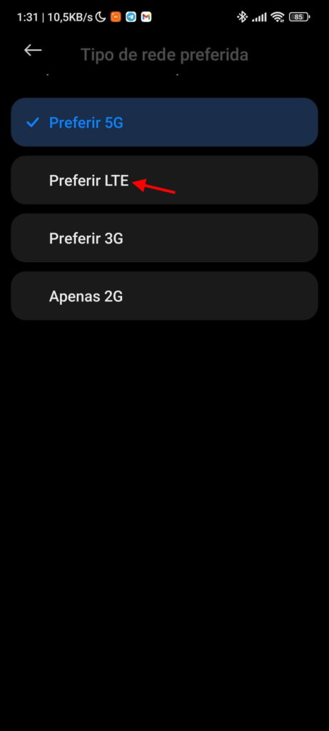5G smartphone desligar rede tecnologia