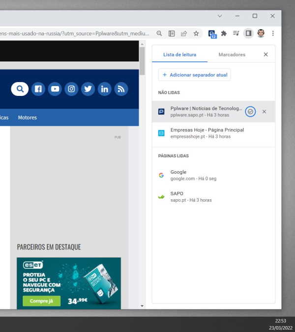 Chrome Google browser novidade Painel Lateral