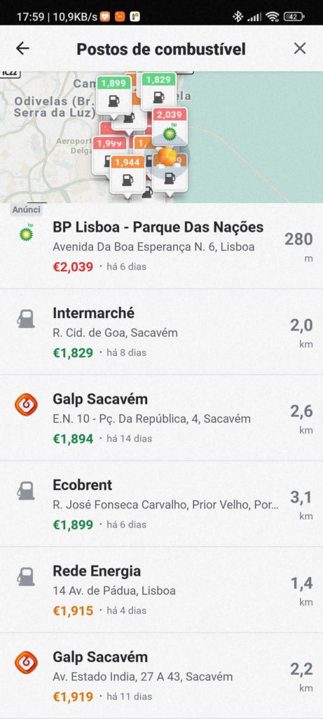 Waze combustíveis postos baratos preço