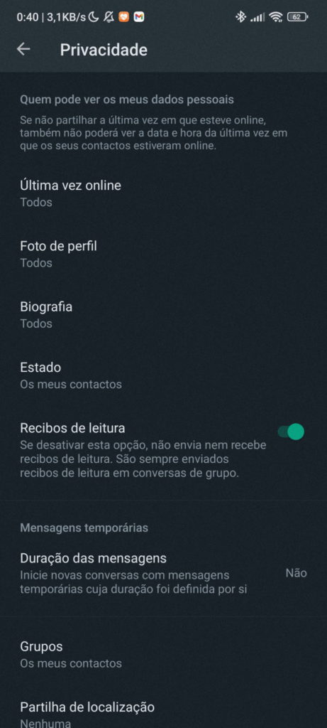 WhatsApp privacidade utilizadores informação contactos