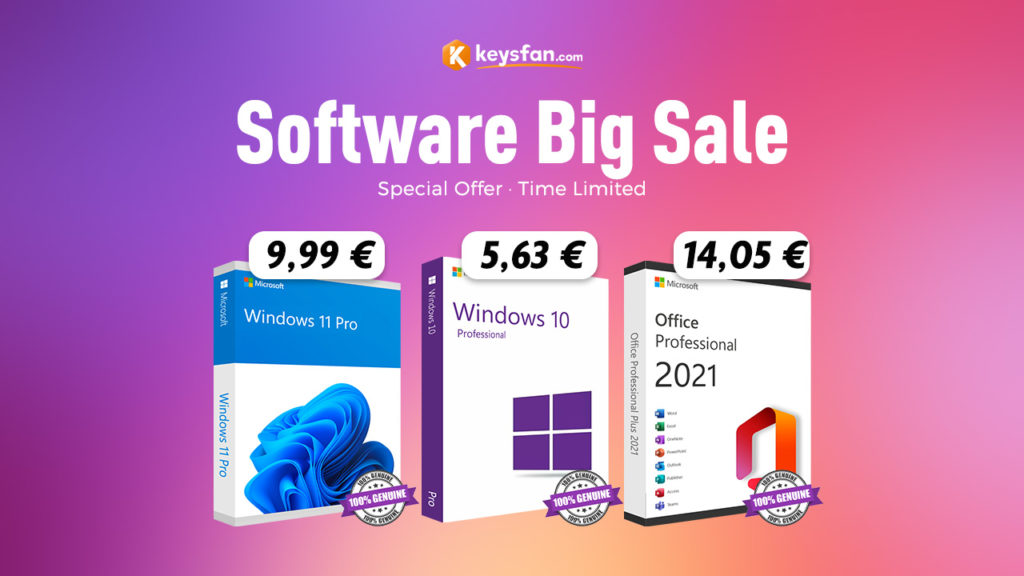 Windows 10 começa nos 5,63€, Office 2021 a partir de 14,05€: Keysfan Software Big Sale
