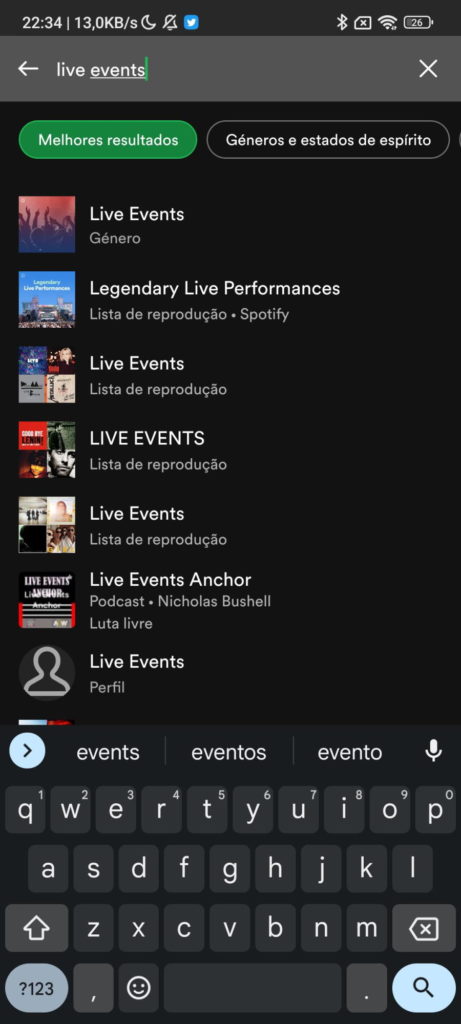 Spotify concertos vivo festivais músicas
