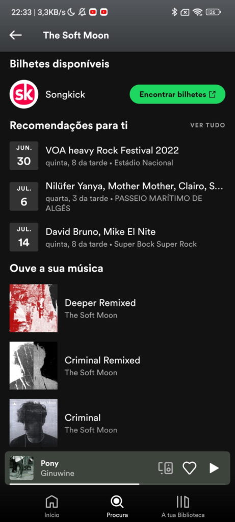 Spotify concertos vivo festivais músicas