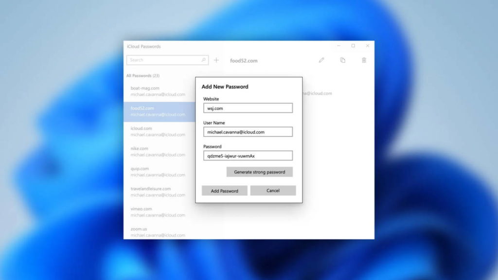 iCloud Passwords para Windows também já suporta a geração de código 2FA da Apple