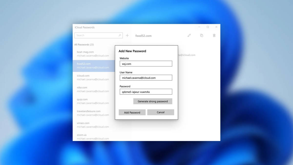iCloud Passwords para Windows também já suporta a geração de código 2FA da Apple