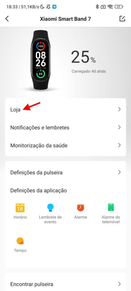Mi Band 7 Xiaomi imagem personalizar