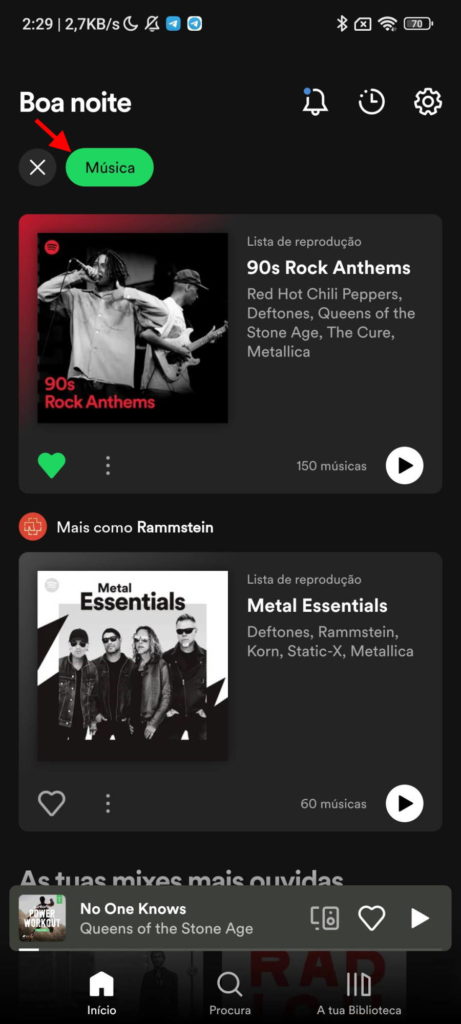 Spotify podcasts música interface escolher