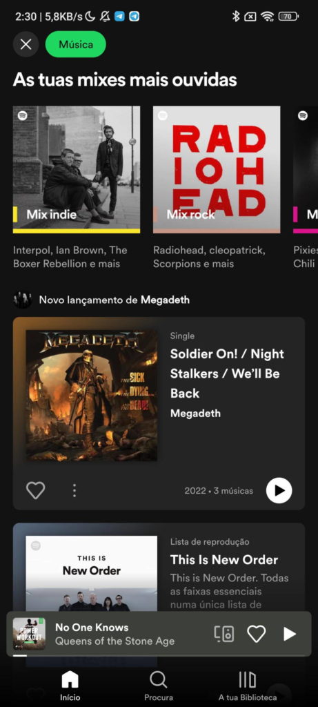 Spotify podcasts música interface escolher