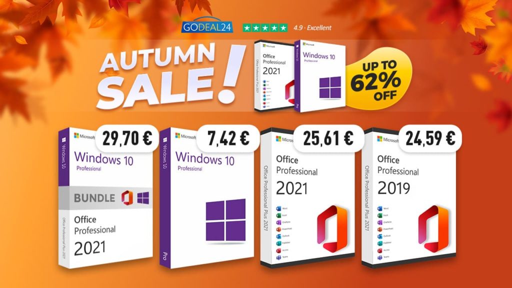 Godeal24 Autumn Sale: chave Lifetime Office 2021 a partir de €13,52, Windows 10 nos €6,14