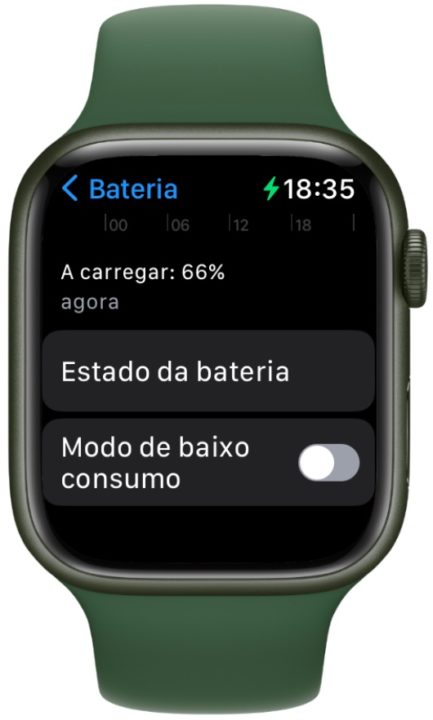 Imagem do Apple Watch com modo de baixo consumo desligado