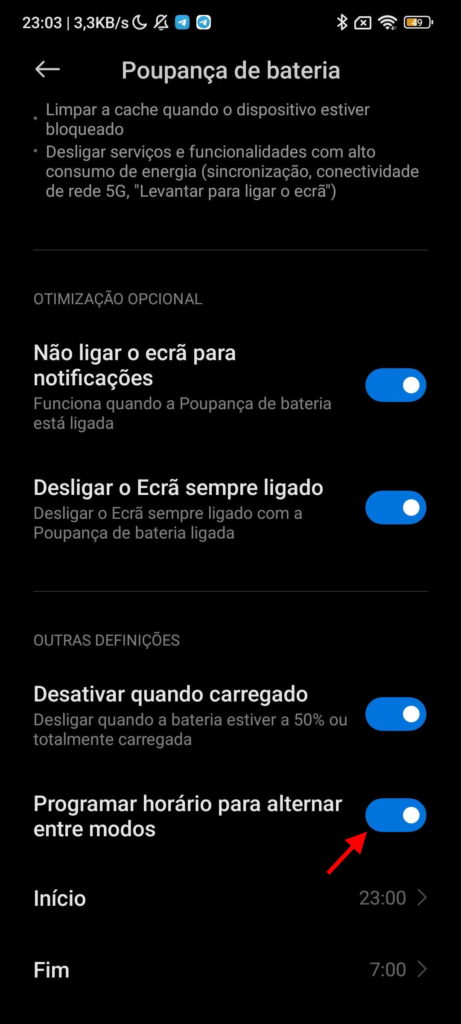 bateria Xiaomi poupar smartphone