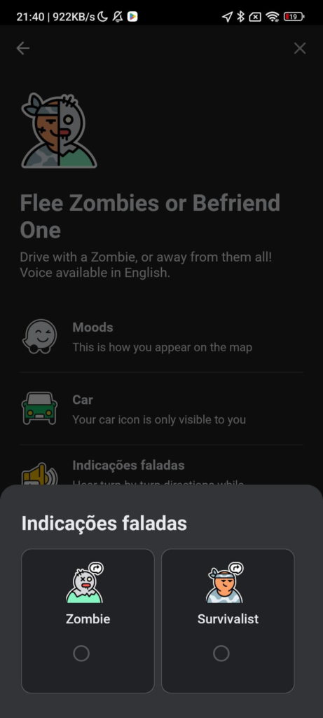 Waze zombies Halloween personalizar novidade
