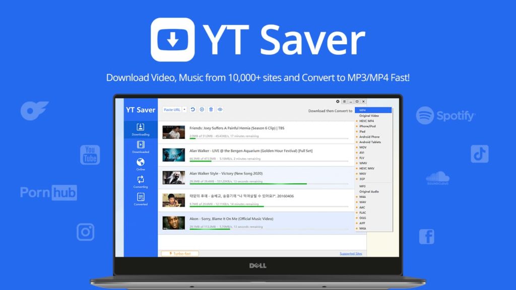 YT Saver Spotify Downloader, descarrega de todas as plataformas, mesmo do Spotify