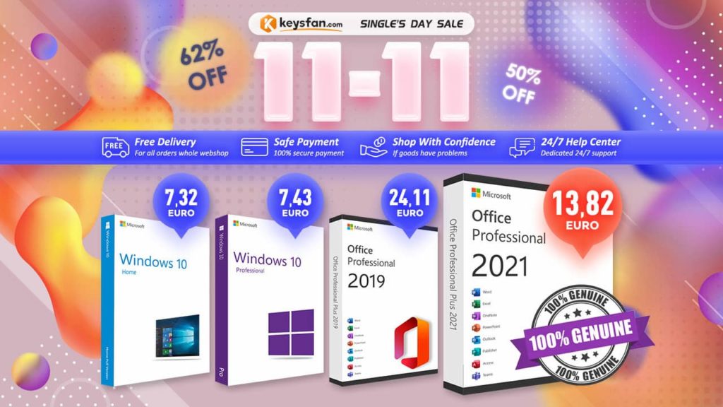Melhores promos do 11.11 já na Keysfan: Windows 10 a 7,43€, Office 2021 a 13,82€