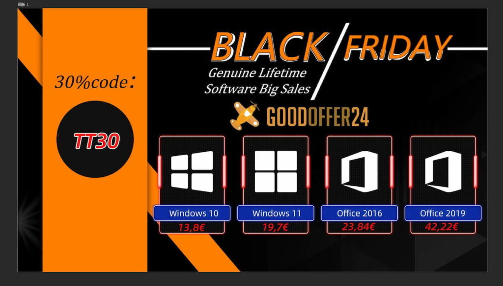 GoodOffer24 com Windows nos 13,80€ e Office a 23,84€: Black Friday Sale