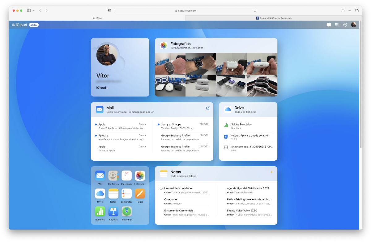 Apple já tem em versão beta o novo design do portal web iCloud