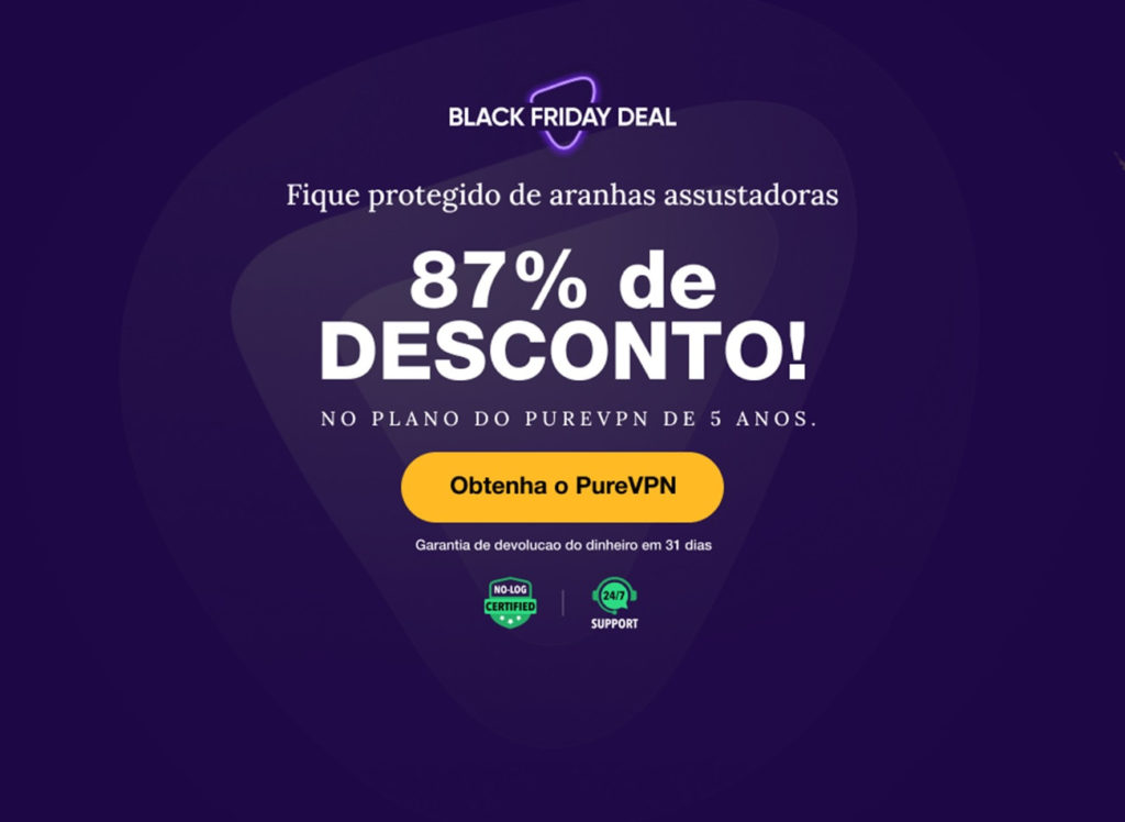 Aproveite ao máximo: 5 anos de PureVPN Pre-Black Friday com 87% de desconto