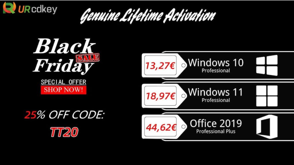 URCDKey com Windows a 13,27€, Office a partir de 24€. Passa a Black Friday!