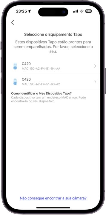Imagem app Tapo para gerir a Câmara de Videovigilância TP-Link