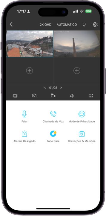 Imagem app Tapo para gerir a Câmara de Videovigilância TP-Link