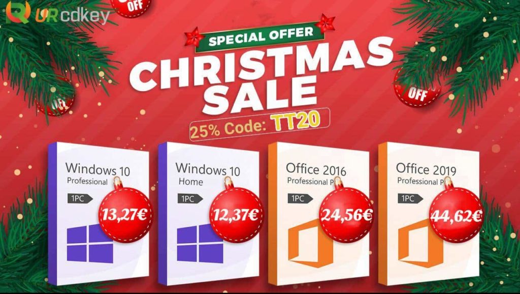 Natal com sapatinho da URCDKey: chaves digitais Windows, Office, Jogos aguardam por si
