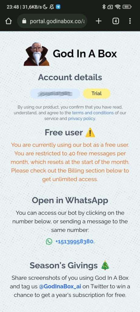 chatGPT smartphone WhatsApp inteligência artificial