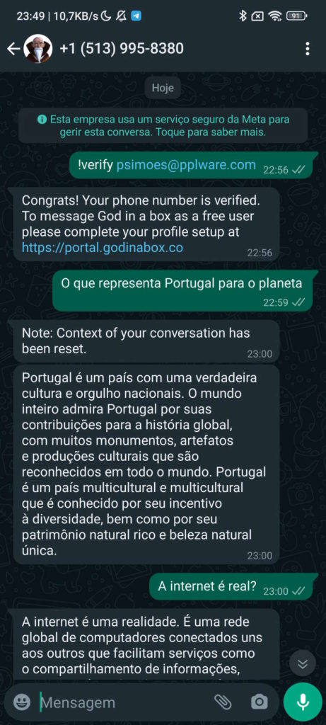 chatGPT smartphone WhatsApp inteligência artificial