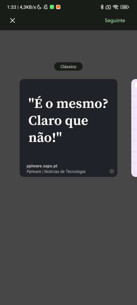 Chrome Android cartão Internet texto