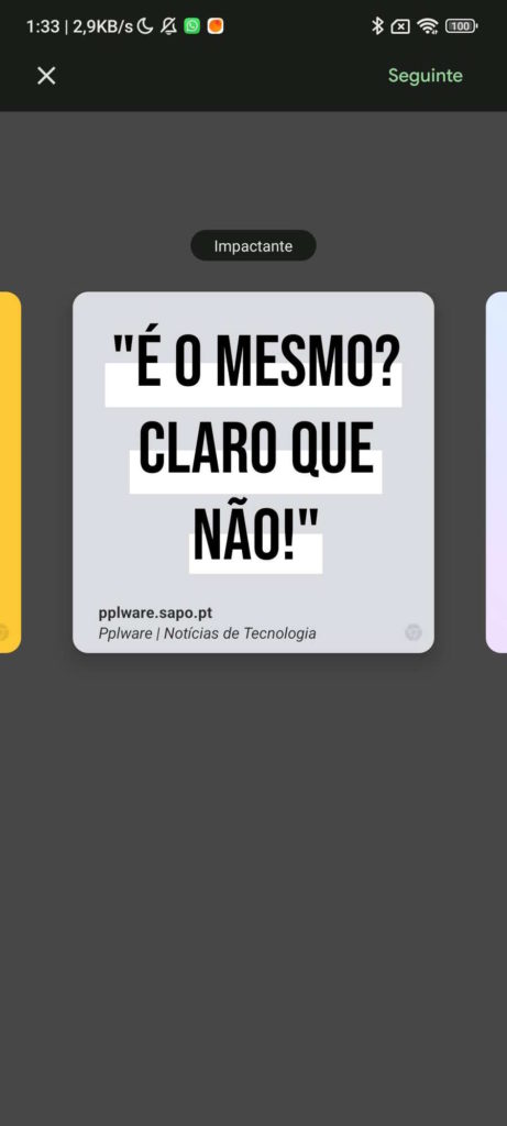 Chrome Android cartão Internet texto