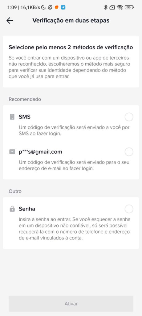 TikTok 2 fatores autenticação força bruta
