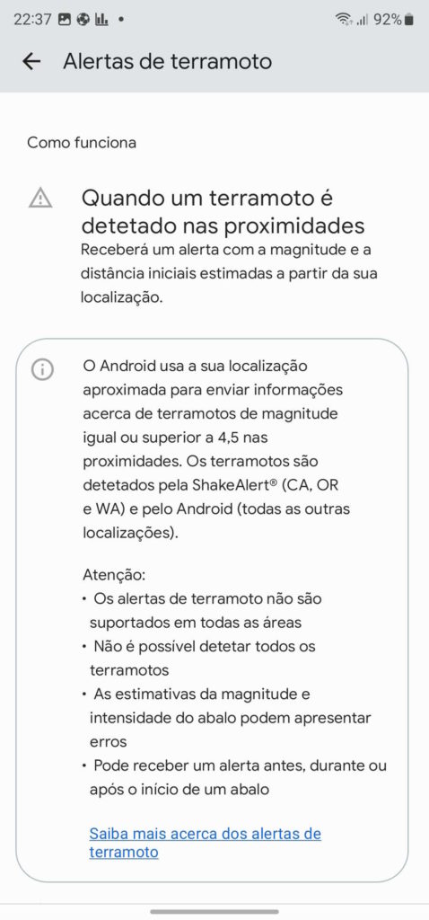 Android terremoto Google alertar proteger