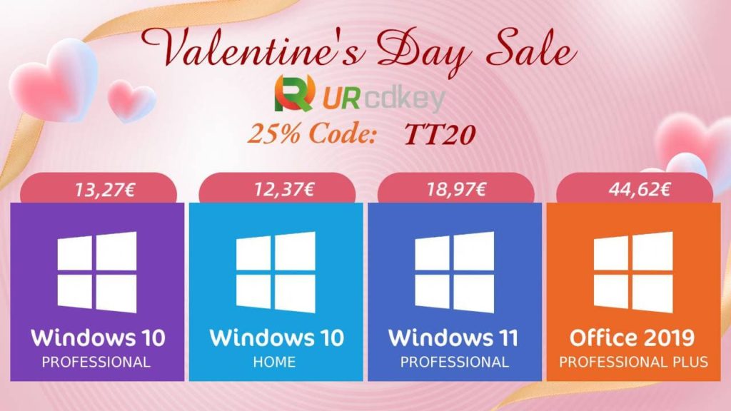 O amor não acaba e as chaves Windows e Office continuam baratas, na URCDkey