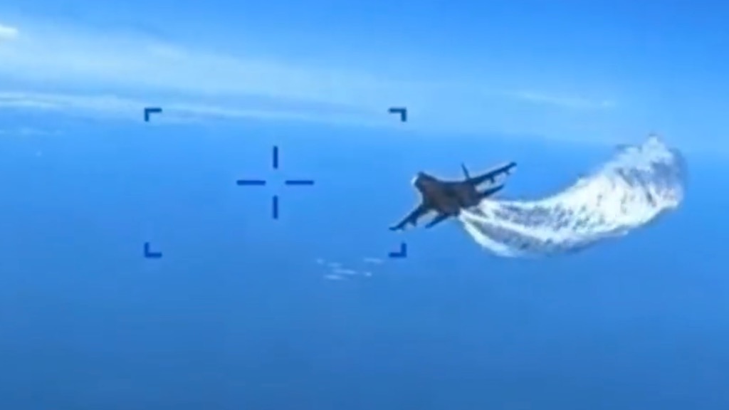 Já há vídeo do embate de caça russo com o drone dos EUA