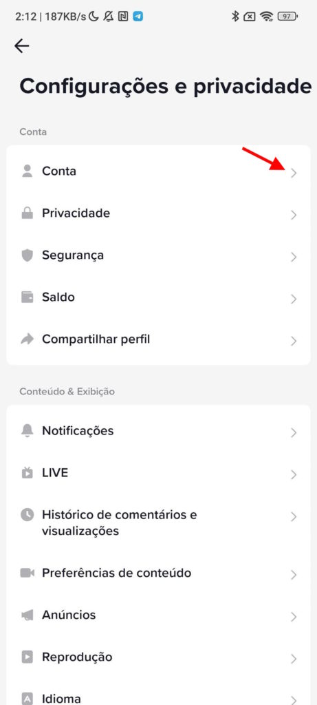 TikTok apagar conta rede social