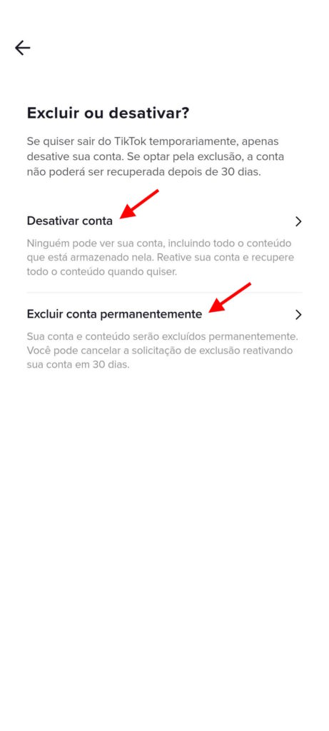 TikTok apagar conta rede social