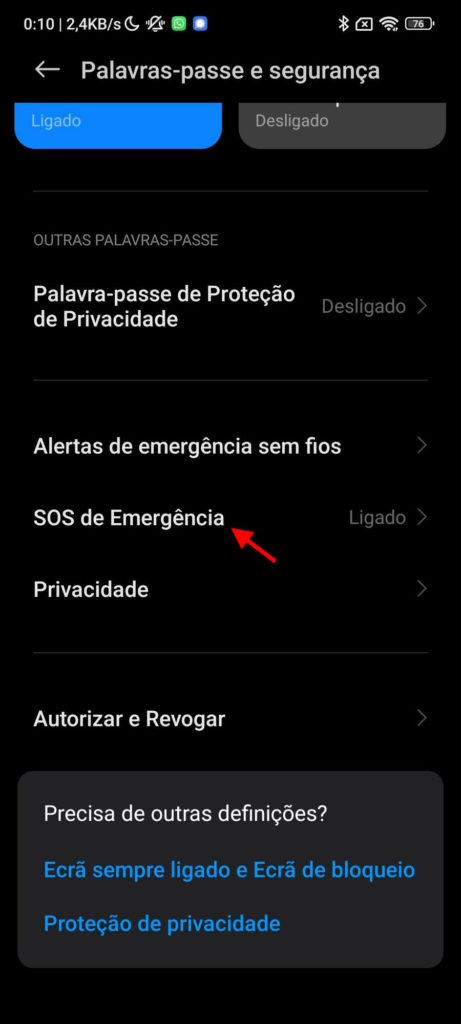 Xiaomi MIUI opção protegido segurança
