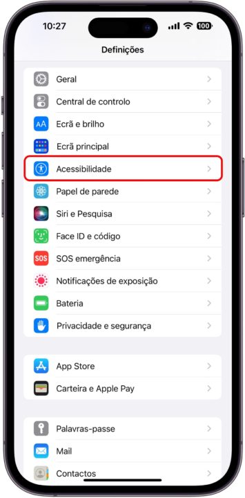Imagem menu de configuração do Reconhecimento de som para AirPods