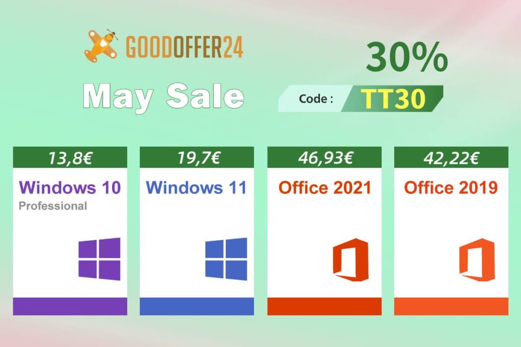 Maio imperdível na GoodOffer24: Chaves digitais Windows e Office em promoção