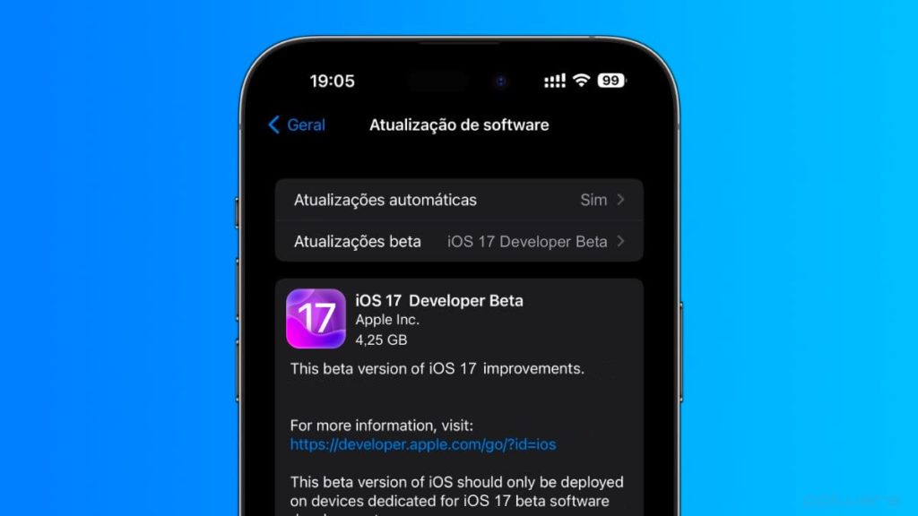 Como instalar a beta 1 do iOS 17 mais logo