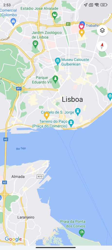 Google Maps mapa interface