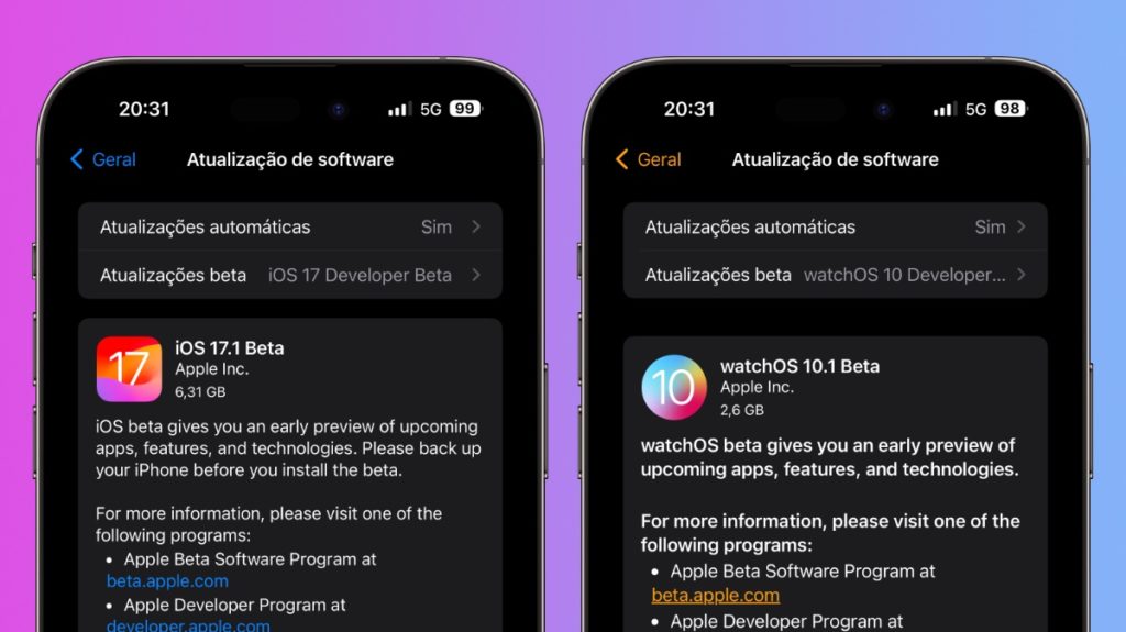 Muitas novidades nas primeiros betas do iOS 17.1, watchOS 10.1… para programadores