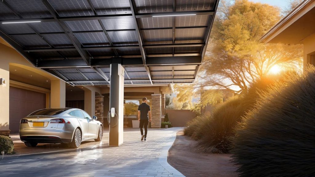 Já ouviu falar nas pérgulas fotovoltaicas? Esta é pré-fabricada e demora apenas 6h a instalar