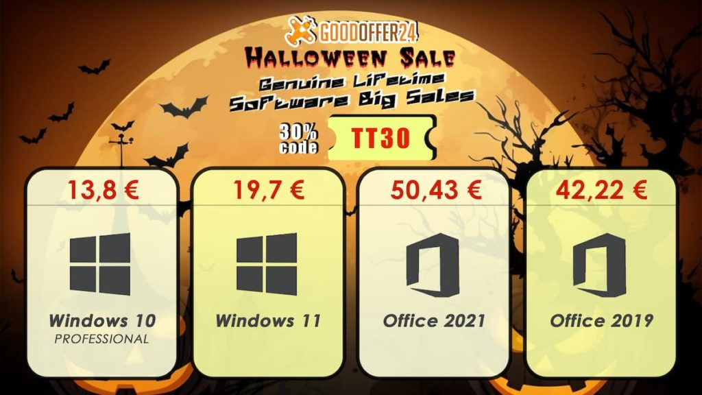 Halloween GoodOffer24.com: apresenta até 70% de desconto em software